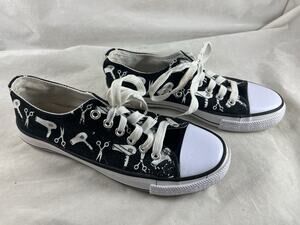Hair Stylist Novelty Sneakers All Over Print Scissors Blow Dryer Canvas Size 7